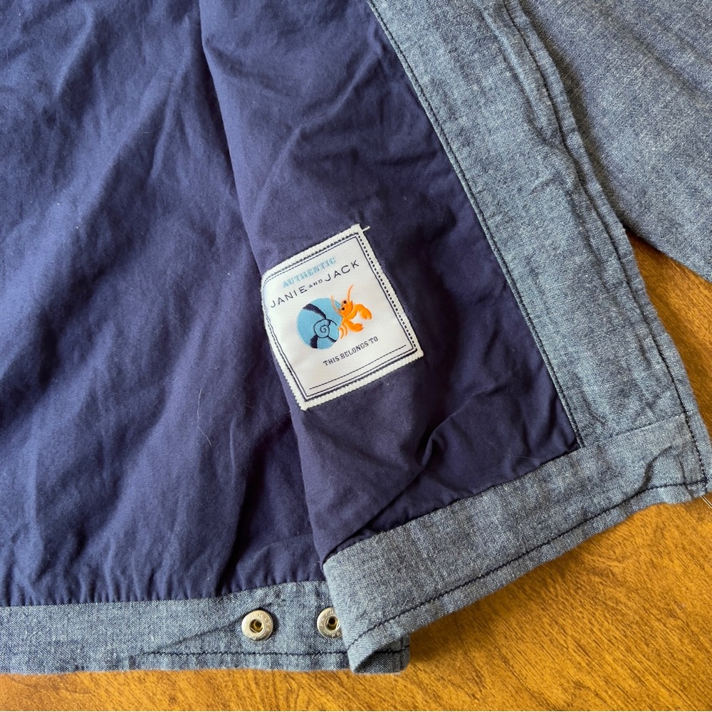 Janie & Jack Children Chambray Zip Up Cotton Hooded Boys Toddler Jacket Size 6 - Picture 6 of 11